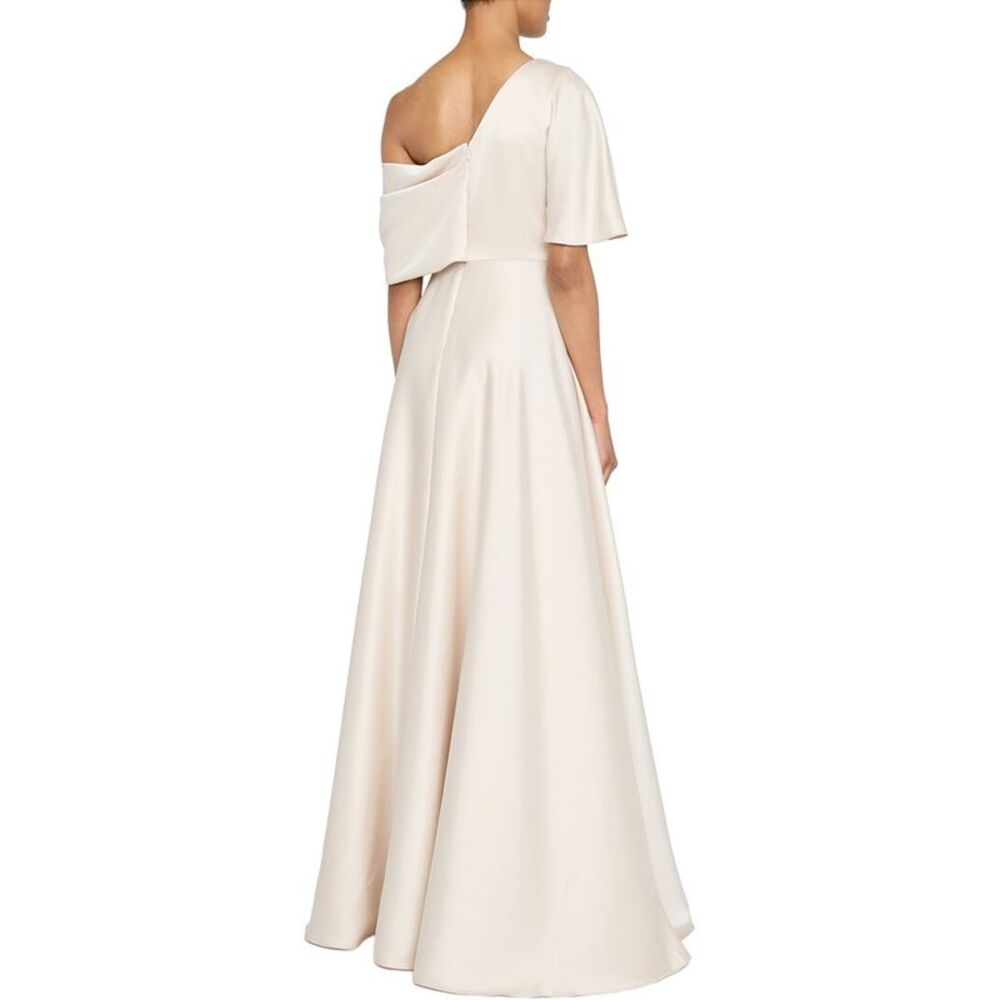 Theia Womens  Alessandra Asymmetrical Gown, Tan - Picture 2 of 3